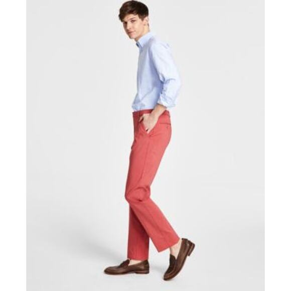 Tommy Hilfiger Boys Dress Pants Modern-Fit Flex Stretch Salmon Colored Trousers - Picture 1 of 15